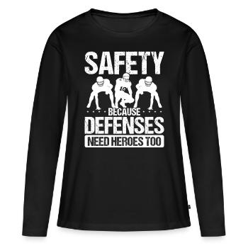 Safeties Joueur Homme à Homme Zone de Couverture Défense - T-shirt manches longues Premium bio Femme - noir - Devant - Julia (174cm)