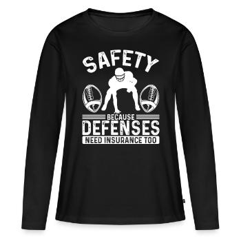 Joueur défensif de sécurité Zone Homme à homme Défenseur - T-shirt manches longues Premium bio Femme - noir - Devant - Julia (174cm)
