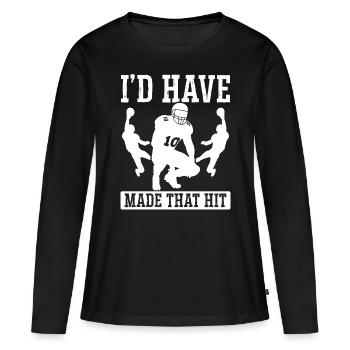 La sécurité rendue qui a frappé le joueur de défense homme à homme - T-shirt manches longues Premium bio Femme - noir - Devant - Julia (174cm)
