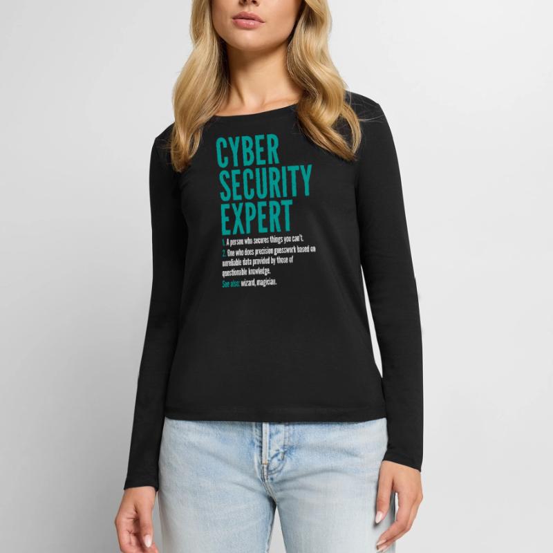 Cyber Security Expert Definition Coding Hacker Frauen Premium Bio Langarmshirt