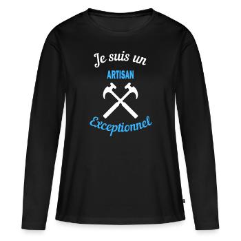 Je suis un Exceptionnel ARTISAN - T-shirt manches longues Premium bio Femme - noir - Devant - Julia (174cm)