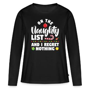 Sur la liste des vilains et je n’ai aucun regret - T-shirt manches longues Premium bio Femme - noir - Devant - Julia (174cm)