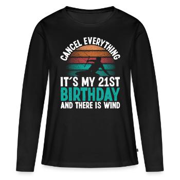 21 Year Old Kitesurfer Kiteboarding 21 Birthday - Frauen Premium Bio Langarmshirt - Schwarz - Vorne - Julia (174cm)