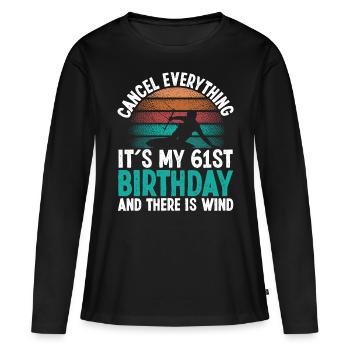 61 Year Old Kitesurfer Kiteboarding 61 Birthday - Frauen Premium Bio Langarmshirt - Schwarz - Vorne - Julia (174cm)