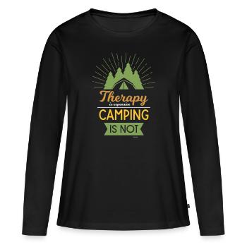 La thérapie coûte cher Le camping n’est pas - T-shirt manches longues Premium bio Femme - noir - Devant - Julia (174cm)