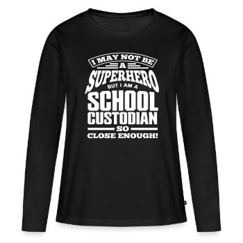 School Janitor Superhero - Women's Premium Organic Long Sleeve Shirt - black - Front - Julia (174cm)