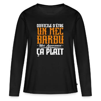 mec barbu, citations barbe, cadeau mec - T-shirt manches longues Premium bio Femme - noir - Devant - Julia (174cm)