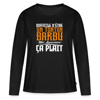 Tonton barbu, citations barbe, Idée cadeau oncle - T-shirt manches longues Premium bio Femme - noir - Devant - Julia (174cm)