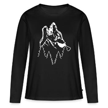 Tête de loup Loups Amoureux Loups Animal Loup Loup - T-shirt manches longues Premium bio Femme - noir - Devant - Julia (174cm)