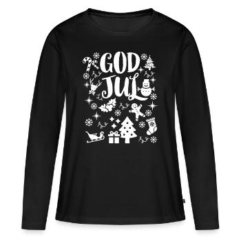 Joyeux Noël, Joyeux Noël, Joyeux Noël - T-shirt manches longues Premium bio Femme - noir - Devant - Julia (174cm)