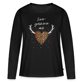 Energetikerin mit Herz Weihnachtsfeier Wichteln - Frauen Premium Bio Langarmshirt - Schwarz - Vorne - Julia (174cm)