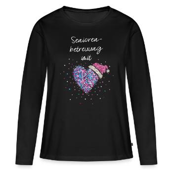 Seniorenbetreuung Mit Herz Wichteln Weihnachtszeit - Frauen Premium Bio Langarmshirt - Schwarz - Vorne - Julia (174cm)