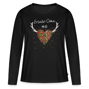Ersatzoma Oma Weihnachtsgeschenk Nikolausmütze - Frauen Premium Bio Langarmshirt - Schwarz - Vorne - Julia (174cm)
