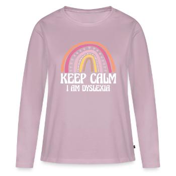 Keep Calm I Am Dyslexia Shirt - Frauen Premium Bio Langarmshirt - Altrosa - Vorne - Julia (174cm)