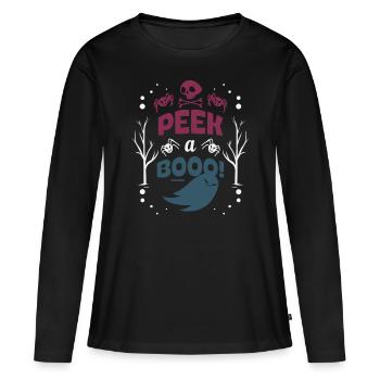 unheimlich Gespenst Halloween Geschenk - Frauen Premium Bio Langarmshirt - Schwarz - Vorne - Julia (174cm)
