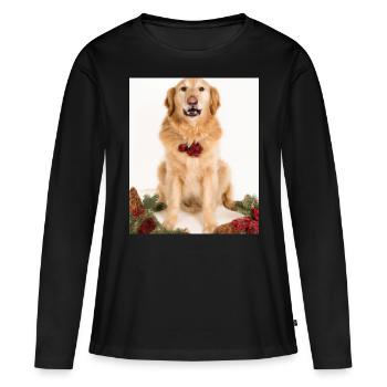 Couronne de l’Avent Golden Retriever des chiens de Noël - T-shirt manches longues Premium bio Femme - noir - Devant - Julia (174cm)