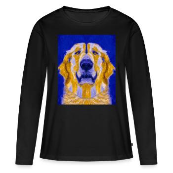 Golden Retriever Portrait Cubisme Chien - T-shirt manches longues Premium bio Femme - noir - Devant - Julia (174cm)