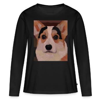 Corgi Portrait Cubisme Chien - T-shirt manches longues Premium bio Femme - noir - Devant - Julia (174cm)