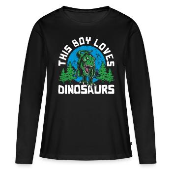 Ce garçon aime les dinosaures enfants garçon garçon Dino - T-shirt manches longues Premium bio Femme - noir - Devant - Julia (174cm)