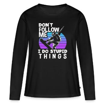 Snowboard Wintersport Berge Winterurlaub - Frauen Premium Bio Langarmshirt - Schwarz - Vorne - Julia (174cm)