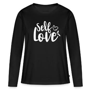 Amour de soi Doux Positif Amour de soi - T-shirt manches longues Premium bio Femme - noir - Devant - Julia (174cm)