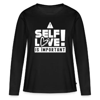 L’amour de soi est important doux L’amour de soi positif - T-shirt manches longues Premium bio Femme - noir - Devant - Julia (174cm)
