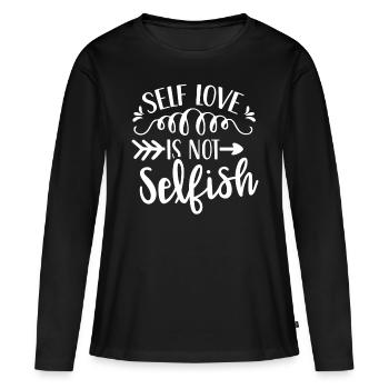 L’amour de soi n’est pas égoïste L’amour égoïste - T-shirt manches longues Premium bio Femme - noir - Devant - Julia (174cm)