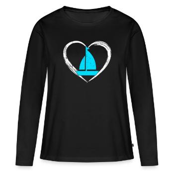 Amour de la voile - T-shirt manches longues Premium bio Femme - noir - Devant - Julia (174cm)