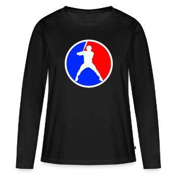 Baseball Logo - T-shirt manches longues Premium bio Femme - noir - Devant - Julia (174cm)