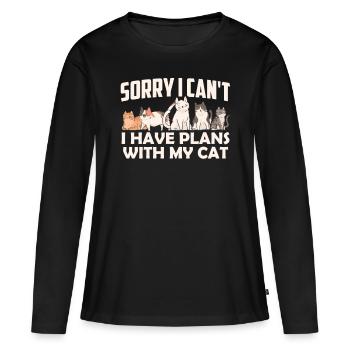 Malheureusement, je ne peux pas avoir de plans avec mon chat - T-shirt manches longues Premium bio Femme - noir - Devant - Julia (174cm)