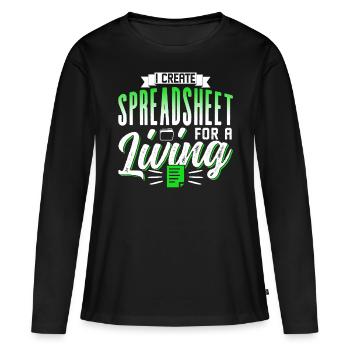 Je crée des feuilles de calcul pour le travail Feuille de calcul - T-shirt manches longues Premium bio Femme - noir - Devant - Julia (174cm)