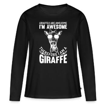 Les girafes sont géniales, je suis géniale, donc je suis un - T-shirt manches longues Premium bio Femme - noir - Devant - Julia (174cm)