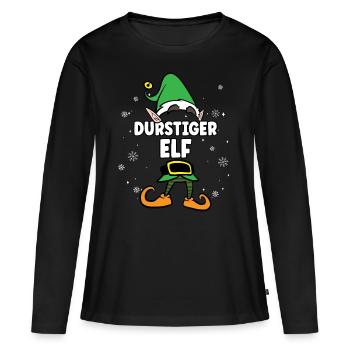 Durstiger Elf Partnerlook Weihnachten - Frauen Premium Bio Langarmshirt - Schwarz - Vorne - Julia (174cm)