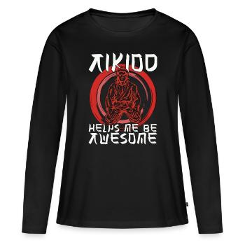 L’Aïkido m’aide à être un samouraï combattant génial - T-shirt manches longues Premium bio Femme - noir - Devant - Julia (174cm)