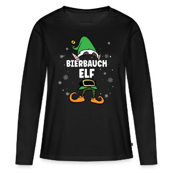 Bierbauch Elf Partnerlook Weihnachten - Frauen Premium Bio Langarmshirt - Schwarz - Vorne - Julia (174cm)