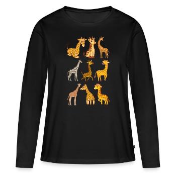 Giraffe Cute Giraffe Lover Zoo Animal Giraffe - Cu - Frauen Premium Bio Langarmshirt - Schwarz - Vorne - Julia (174cm)