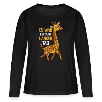 Es War Ein Sehr Langer Tag - Giraffe mit Langem Ha - Frauen Premium Bio Langarmshirt - Schwarz - Vorne - Julia (174cm)
