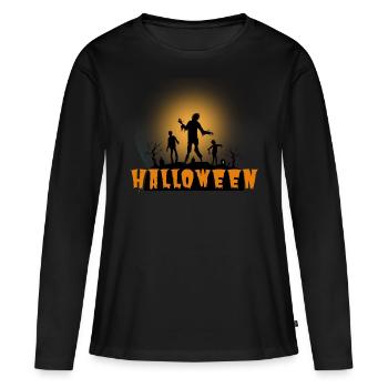 Halloween Creepy Cemetery Moon Witch Vampire - T-shirt manches longues Premium bio Femme - noir - Devant - Julia (174cm)