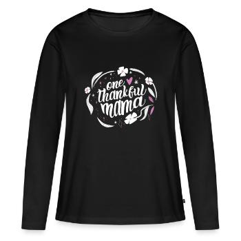 Une reconnaissante bénie par maman - T-shirt manches longues Premium bio Femme - noir - Devant - Julia (174cm)