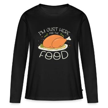 Je suis juste ici pour la nourriture dinde Thanksgiving - T-shirt manches longues Premium bio Femme - noir - Devant - Julia (174cm)