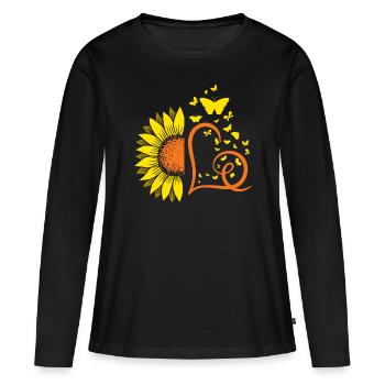 Tournesol Tournesol Papillons - T-shirt manches longues Premium bio Femme - noir - Devant - Julia (174cm)