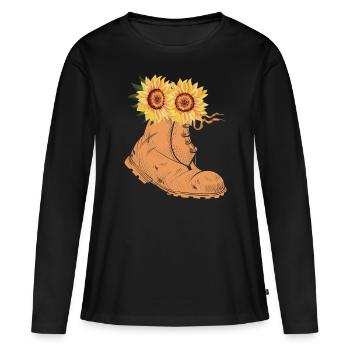Tournesol Plante Tournesols - T-shirt manches longues Premium bio Femme - noir - Devant - Julia (174cm)