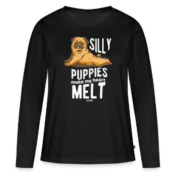 Les chiots idiots font fondre mon cœur - T-shirt manches longues Premium bio Femme - noir - Devant - Julia (174cm)
