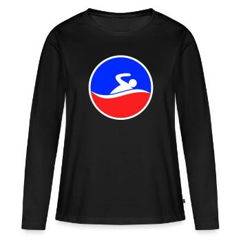 Logo de natation - T-shirt manches longues Premium bio Femme - noir - Devant - Julia (174cm)