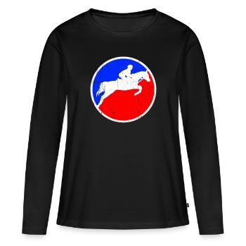 Logo de l’équitation - T-shirt manches longues Premium bio Femme - noir - Devant - Julia (174cm)