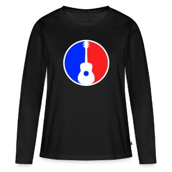 Logo de la guitare - T-shirt manches longues Premium bio Femme - noir - Devant - Julia (174cm)