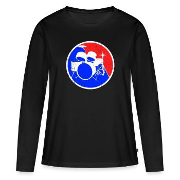 Logo de la batterie - T-shirt manches longues Premium bio Femme - noir - Devant - Julia (174cm)