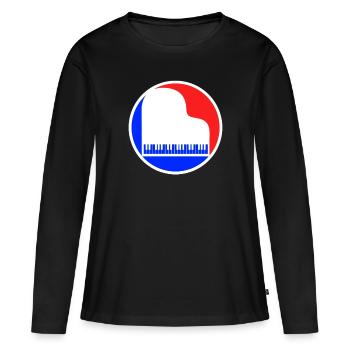 Piano Logo - T-shirt manches longues Premium bio Femme - noir - Devant - Julia (174cm)