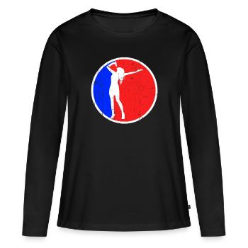 Logo chantant - T-shirt manches longues Premium bio Femme - noir - Devant - Julia (174cm)