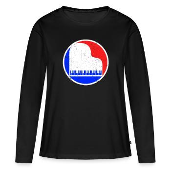 Piano Logo - T-shirt manches longues Premium bio Femme - noir - Devant - Julia (174cm)